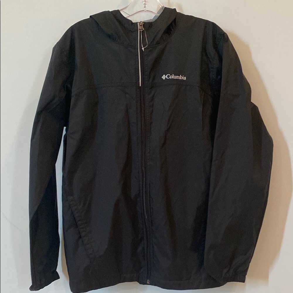 Youth Columbia Black Hooded Nylon Rain Jacket - Size XL